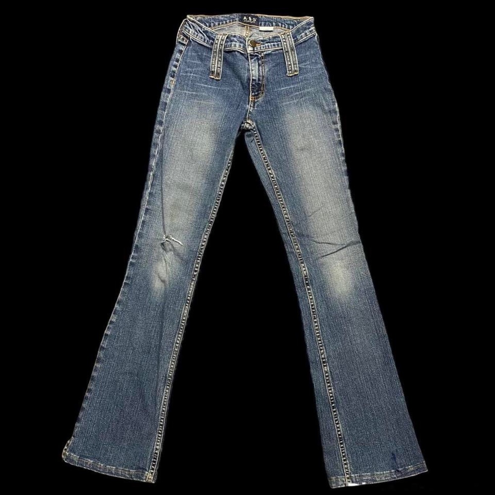 ABS Allen Schwartz Women's Boot Cut Jeans in Distressed Medium Blue